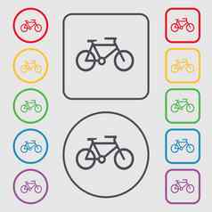 自行车图标标志象征轮广场按钮框架