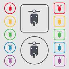 摩托车图标标志象征轮广场按钮框架