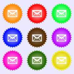 邮件图标信封象征消息标志导航按钮集彩色的标签