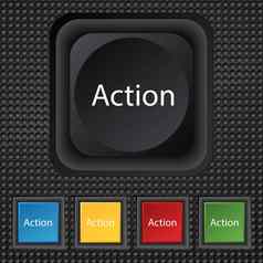 行动标志图标动机按钮箭头集彩色的按钮