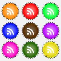 无线网络无线网络无线网络图标标志集彩色的标签
