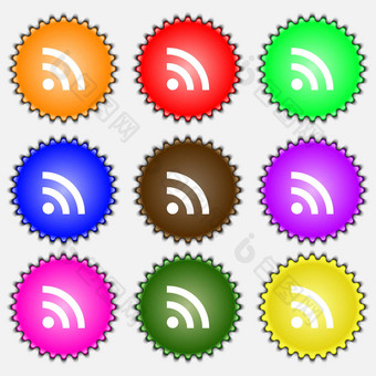 无线网络无线网络无线网络图标标志集彩色的标签