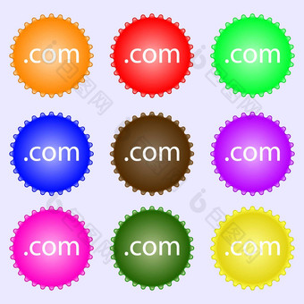 域标志图标顶级互联网域象征集彩色的标签