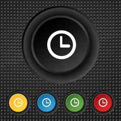 时钟标志图标机械时钟象征集色彩鲜艳的按钮