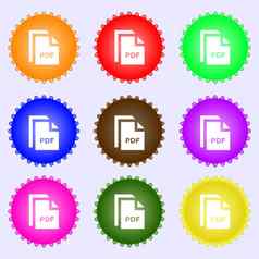 文件PDF图标标志集彩色的标签