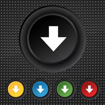 下载标志下载平图标负载标签集色彩鲜艳的按钮