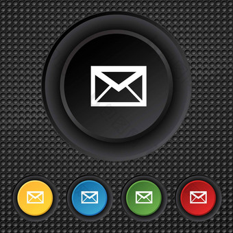 邮件图标<strong>信封</strong>象征消息标志导航按钮集颜色按钮