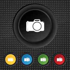 照片相机标志图标数字象征集色彩鲜艳的按钮