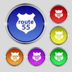 路线高速公路图标标志轮象征明亮的色彩鲜艳的按钮