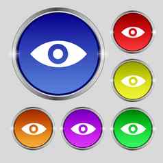 眼睛发布内容第六感觉直觉图标标志轮象征明亮的色彩鲜艳的按钮