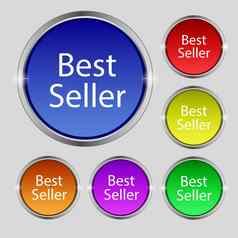 卖方标志图标畅销书奖象征集彩色的按钮