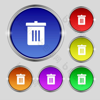 回收本重用减少图标标志轮象征明亮的色彩鲜艳的按钮