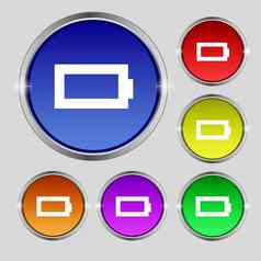 电池空图标标志轮象征明亮的色彩鲜艳的按钮