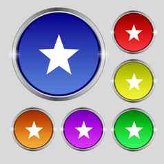 明星最喜欢的图标标志轮象征明亮的色彩鲜艳的按钮