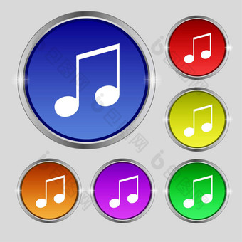 音乐的请注意音乐手机铃声图标标志轮象征明亮的色彩鲜艳的按钮