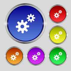 齿轮设置齿轮齿轮机制图标标志轮象征明亮的色彩鲜艳的按钮