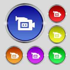 视频相机图标标志轮象征明亮的色彩鲜艳的按钮