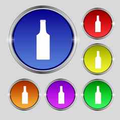 瓶图标标志轮象征明亮的色彩鲜艳的按钮