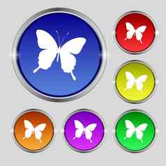 蝴蝶图标标志轮象征明亮的色彩鲜艳的按钮