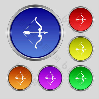 弓箭头图标标志轮象征明亮的色彩鲜艳的按钮