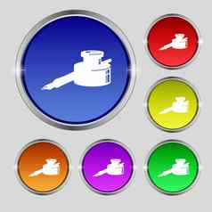 笔墨水图标标志轮象征明亮的色彩鲜艳的按钮