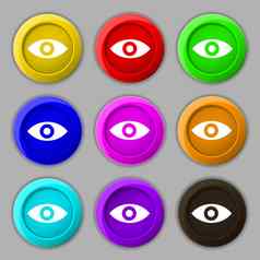 眼睛发布内容第六感觉直觉图标标志象征轮色彩鲜艳的按钮