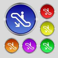 电梯自动扶梯楼梯图标标志轮象征明亮的色彩鲜艳的按钮