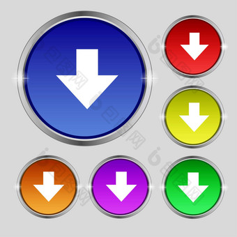 下载标志下载平图标负载标签集色彩鲜艳的按钮