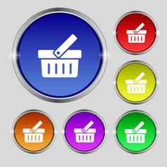 购物车标志图标在线购买按钮集色彩鲜艳的按钮