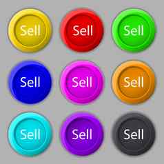 出售标志图标贡献者收益按钮集彩色的按钮