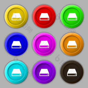 光盘图标标志象征轮色彩鲜艳的按钮