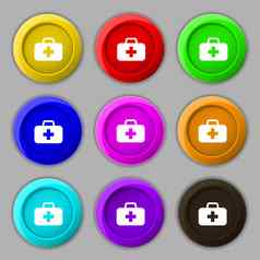 医学胸部图标标志象征轮色彩鲜艳的按钮