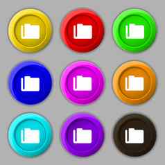 文档文件夹图标标志象征轮色彩鲜艳的按钮
