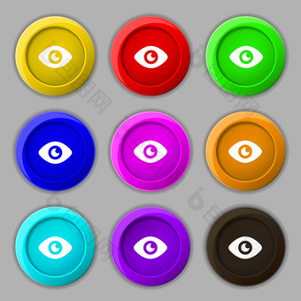 眼睛<strong>发布内容</strong>图标标志象征轮色彩鲜艳的按钮