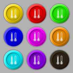 温度计温度图标标志象征轮色彩鲜艳的按钮