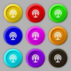 无线网络图标标志象征轮色彩鲜艳的按钮