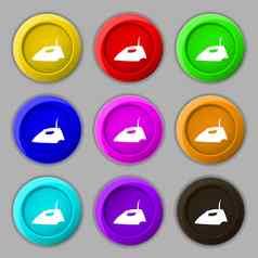 铁图标标志象征轮色彩鲜艳的按钮