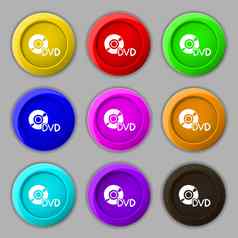 Dvd图标标志象征轮色彩鲜艳的按钮