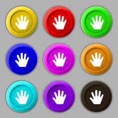 手图标标志象征轮色彩鲜艳的按钮