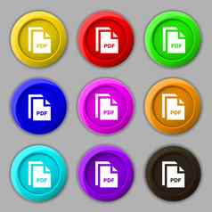 文件PDF图标标志象征轮色彩鲜艳的按钮