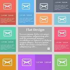 邮件信封消息图标标志集五彩缤纷的按钮空间文本