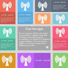 无线网络互联网图标标志集五彩缤纷的按钮空间文本