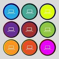 移动PC标志图标笔记本图象征监控集色彩鲜艳的按钮