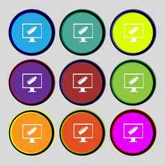 Usb闪光开车监控标志图标视频游戏象征集色彩鲜艳的按钮