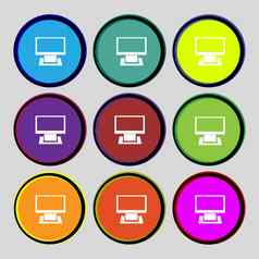 电脑宽屏监控标志图标集色彩鲜艳的按钮现代网站导航