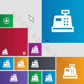 现金注册图标标志地铁风格按钮现代接口网站按钮光标指针