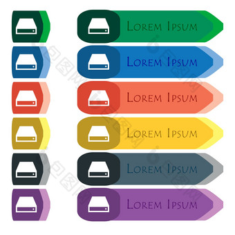 光盘图标标志集色彩斑斓的明亮的长按钮额外的小模块平设计