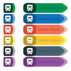 交付卡车图标标志集色彩斑斓的明亮的长按钮额外的小模块平设计