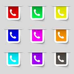电话支持调用中心图标标志集五彩缤纷的现代标签设计