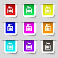 行李存储图标标志集五彩缤纷的现代标签设计